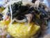Polenta Cake with Kale Onions and Garlic